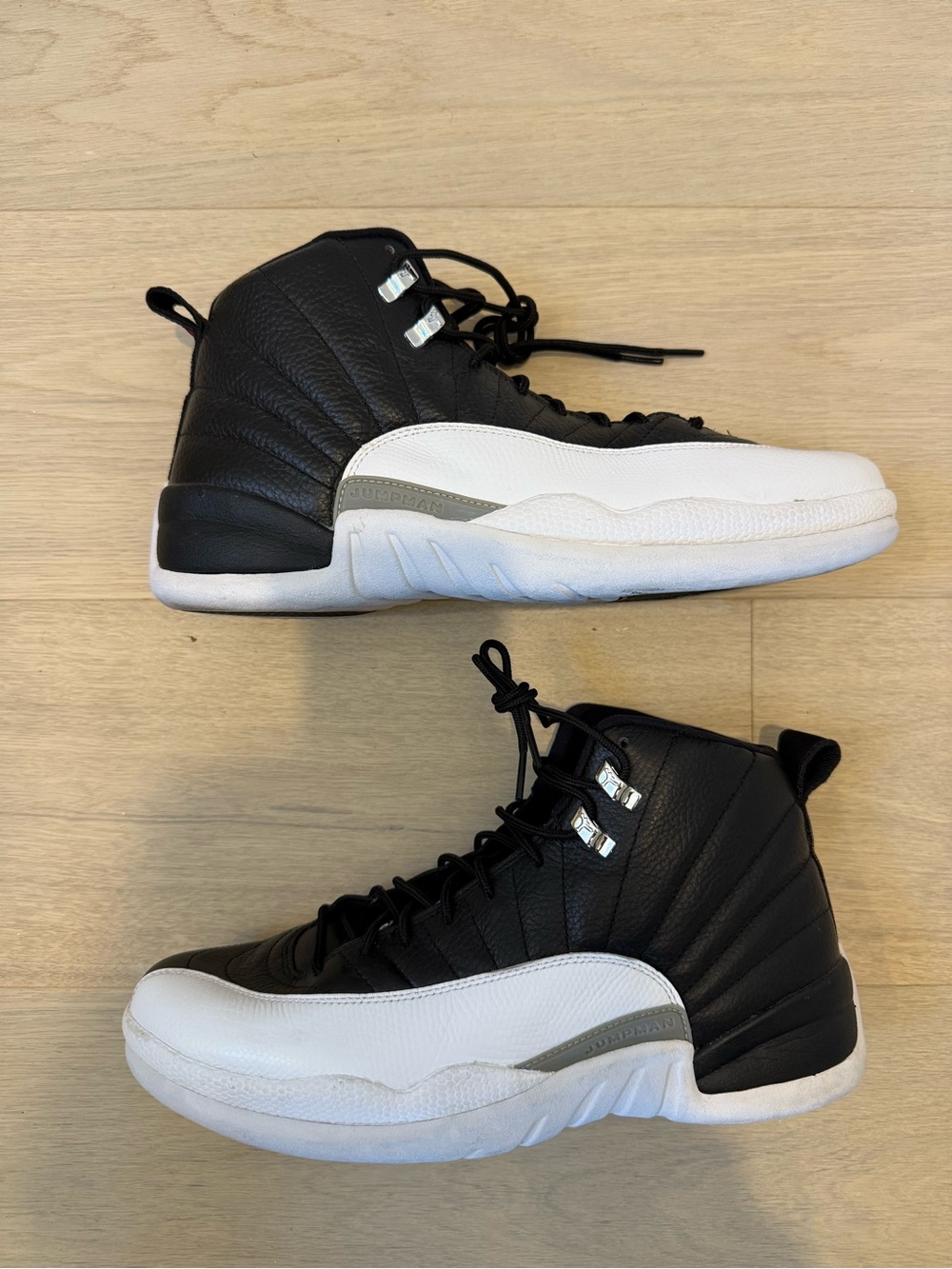Air Jordan 12 Playoffs Black and White High-Top Basketball Sneakers